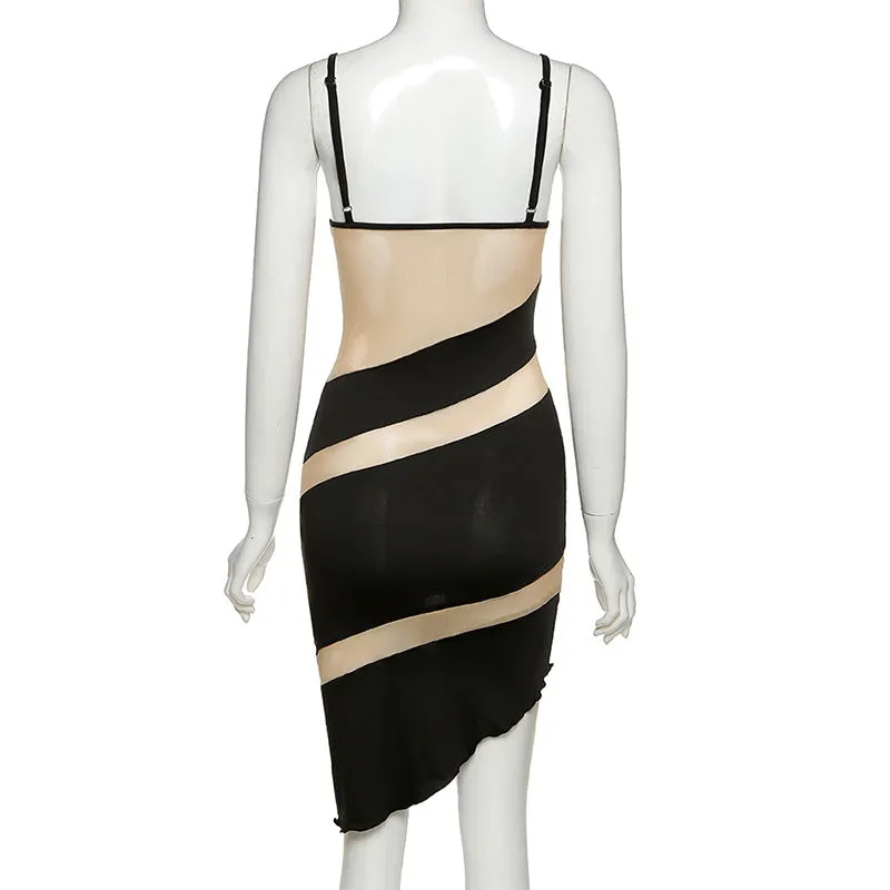 Almost Nude Sexy Mesh Strap Dress