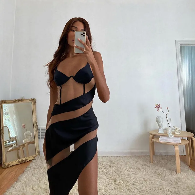 Almost Nude Sexy Mesh Strap Dress