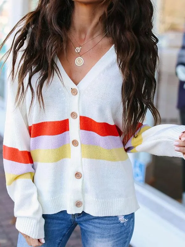 Amazing Sleeves Striped Cardigan Sweater Tops