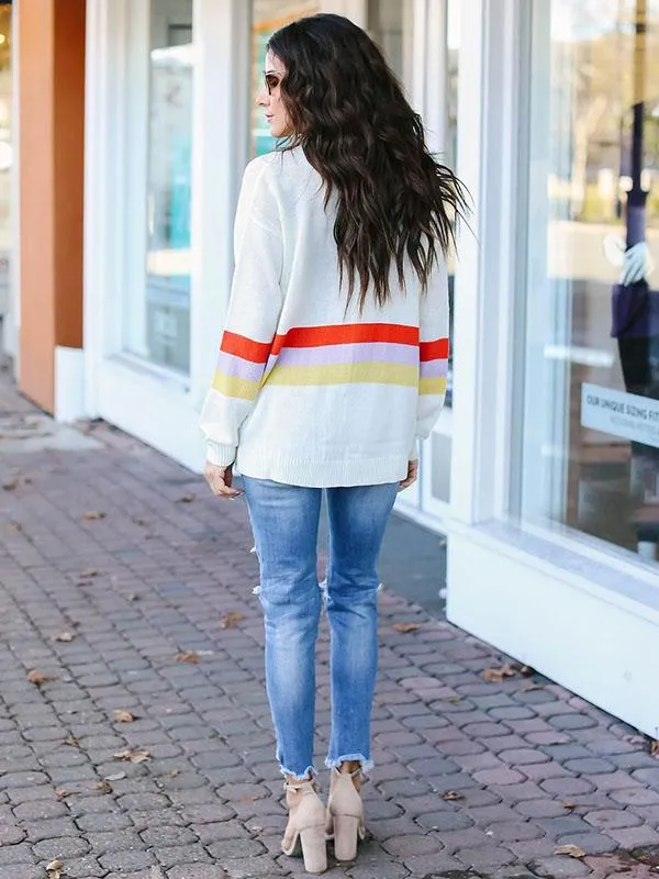 Amazing Sleeves Striped Cardigan Sweater Tops