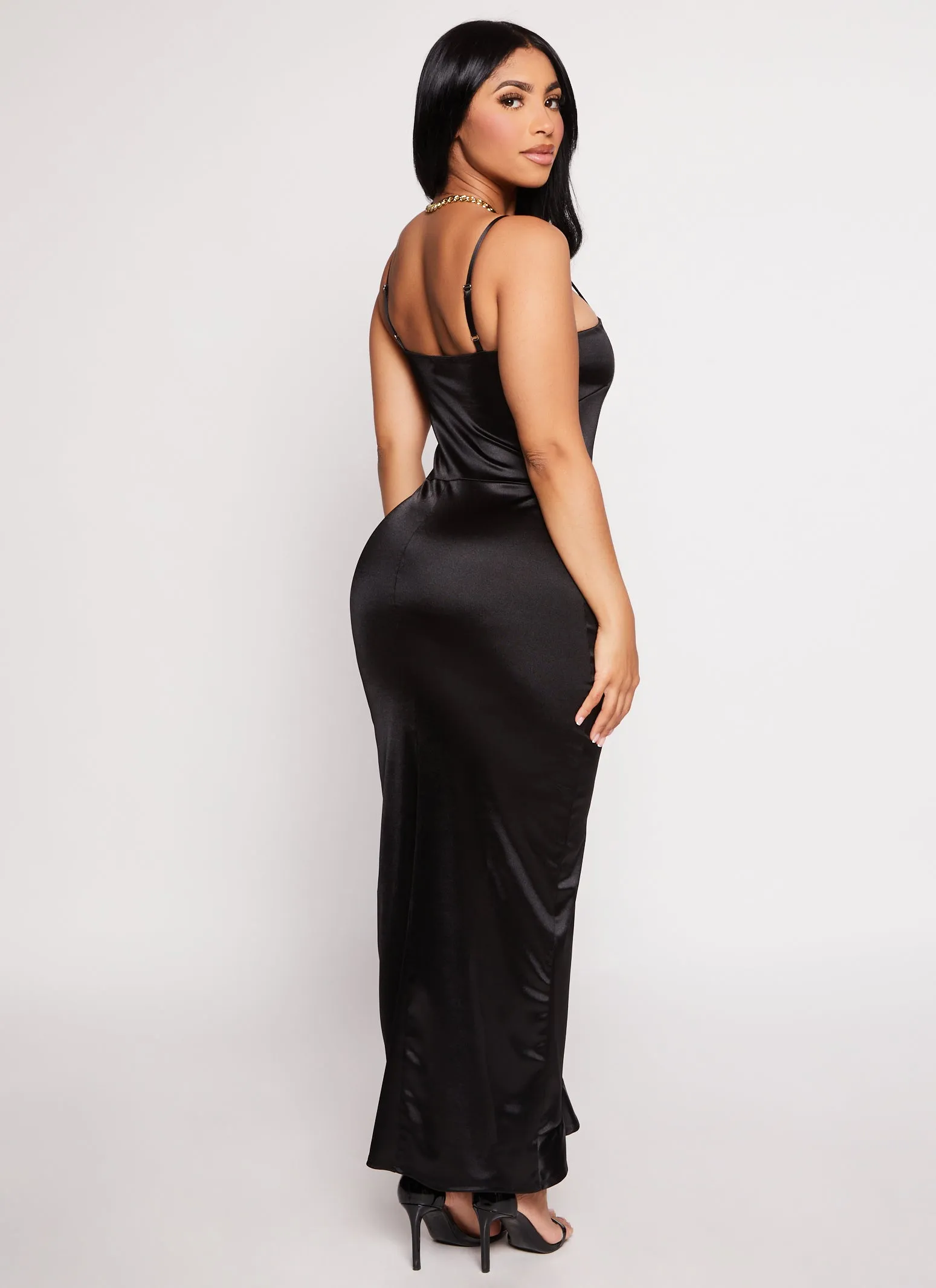 Asymmetrical Ruffled Side Slit Maxi Dress