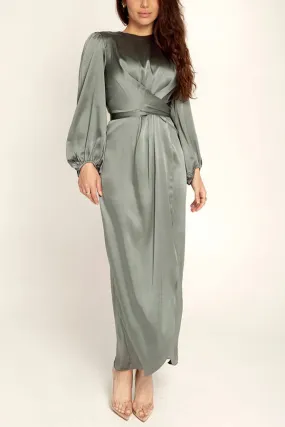 Beautiful Night Twist Waist Satin Maxi Dress