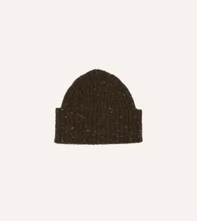 Brown Donegal Ribbed Merino Knit Cap