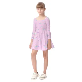 Bubblegum Bunny Shooting Stars Kids' Long Sleeve Dress