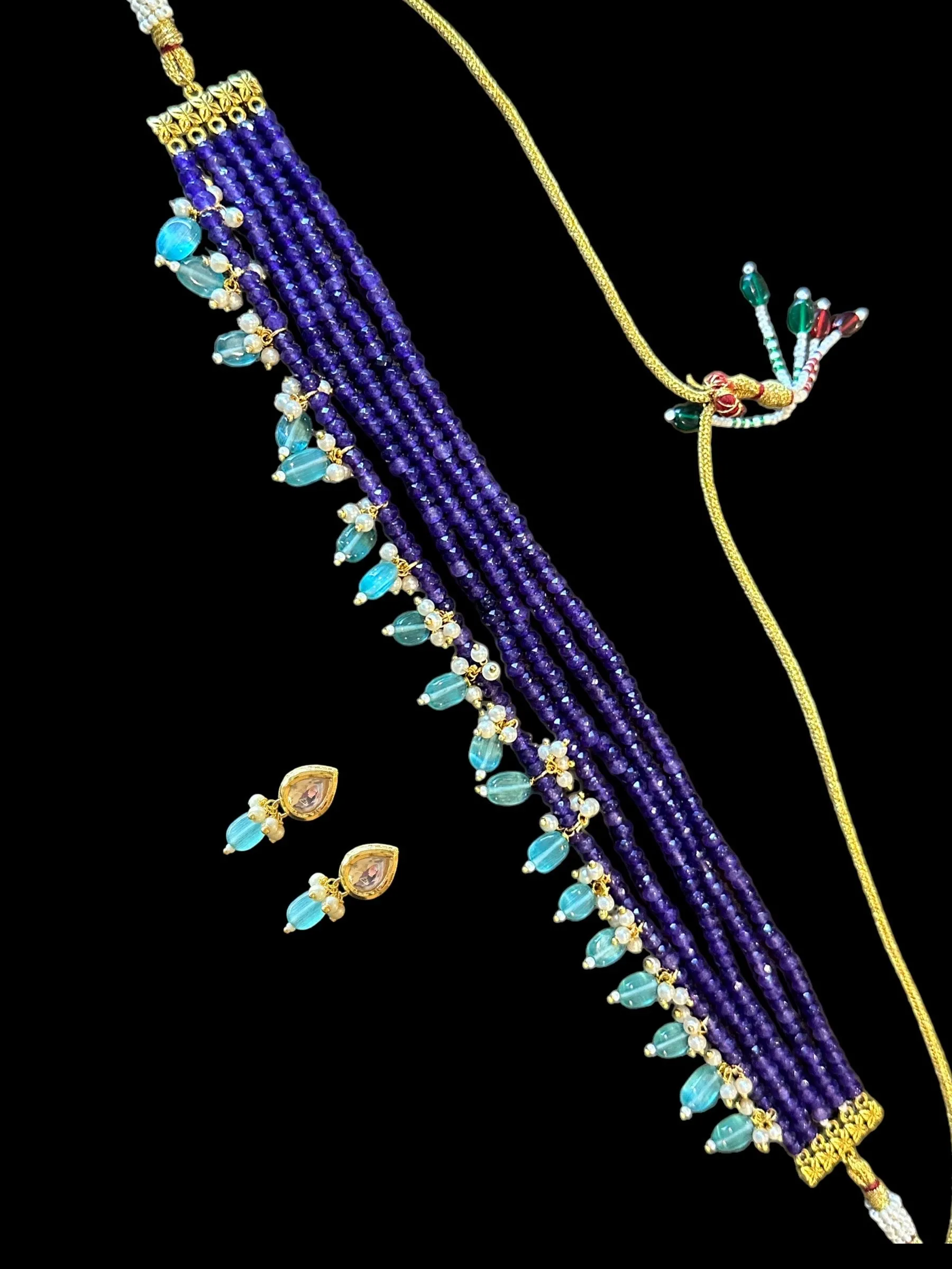 C322 beads choker purple with mint beads ( READY TO SHIP )