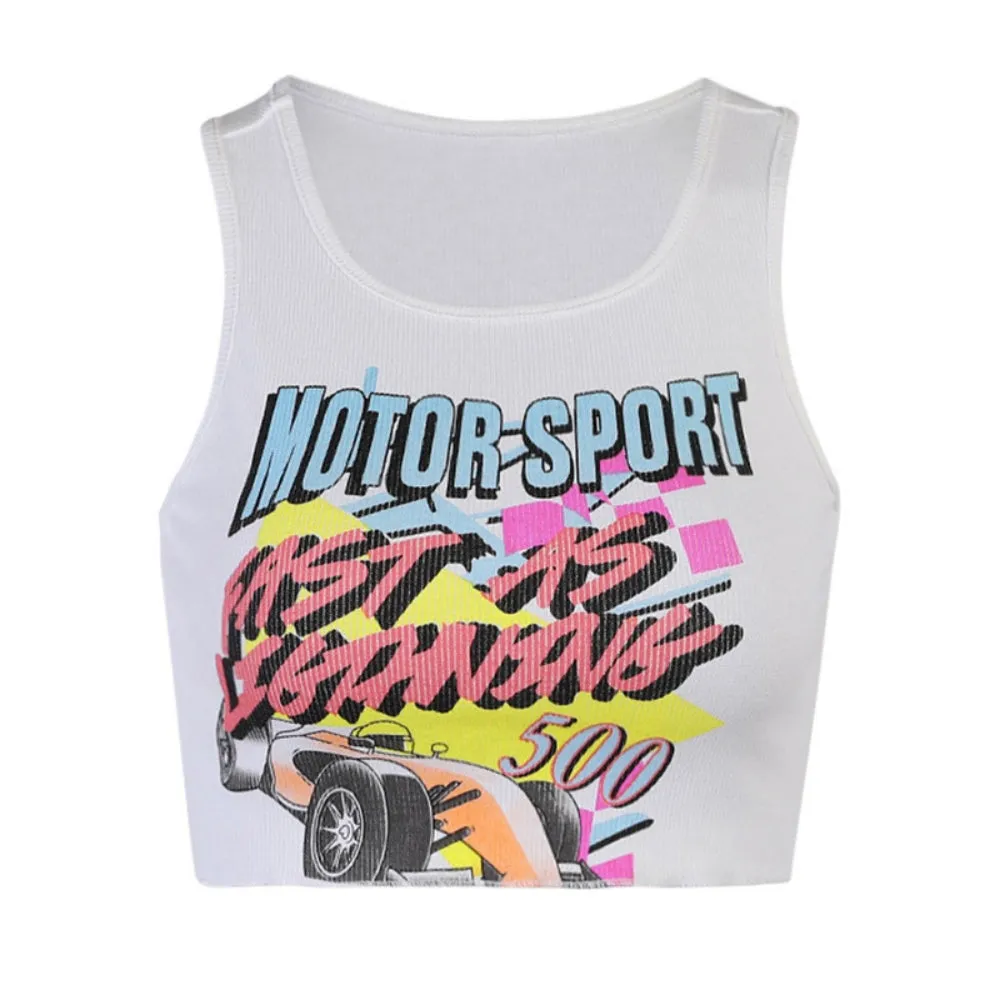 Caricature Letter Printing Tank Top