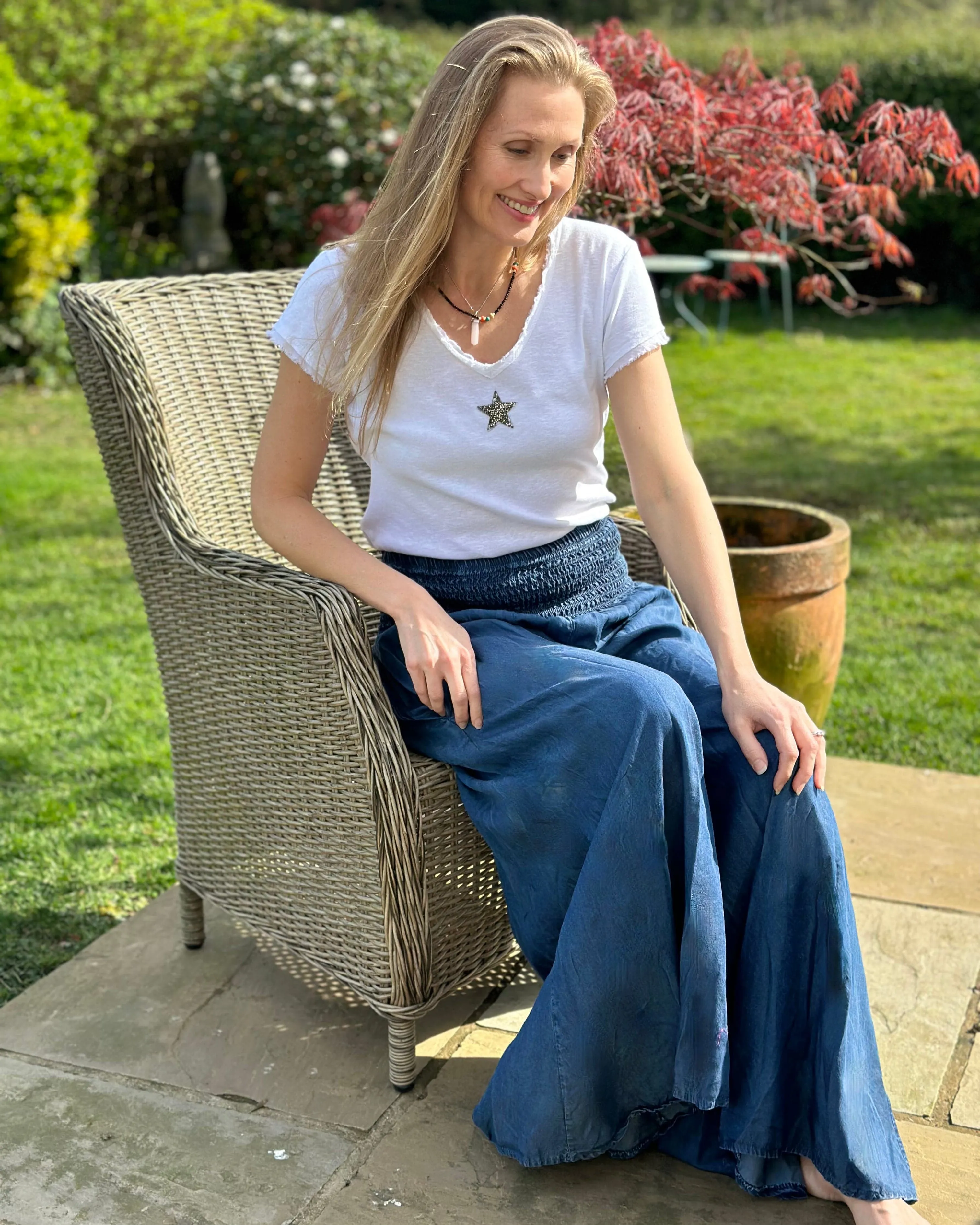 Chambray Palazzo Trousers