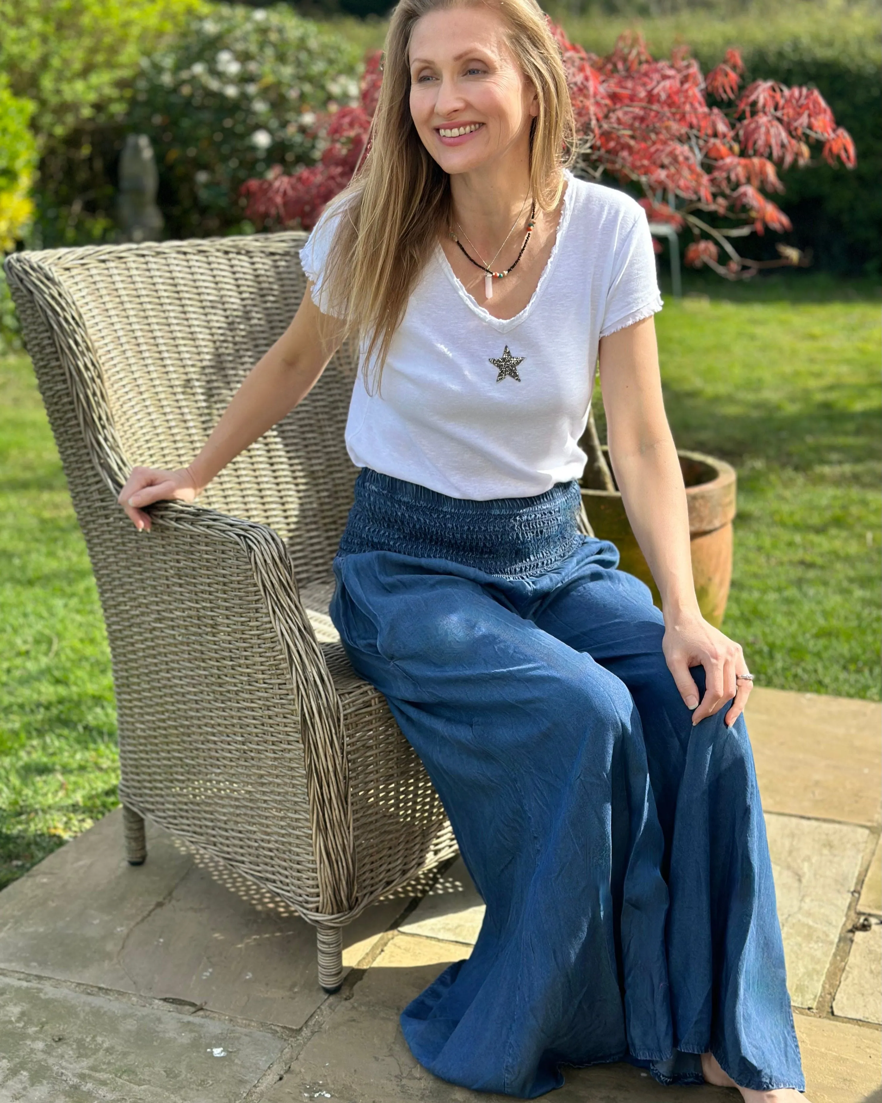 Chambray Palazzo Trousers