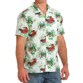 Cinch Men's Tractor Print Short Sleeve Camp Shirt