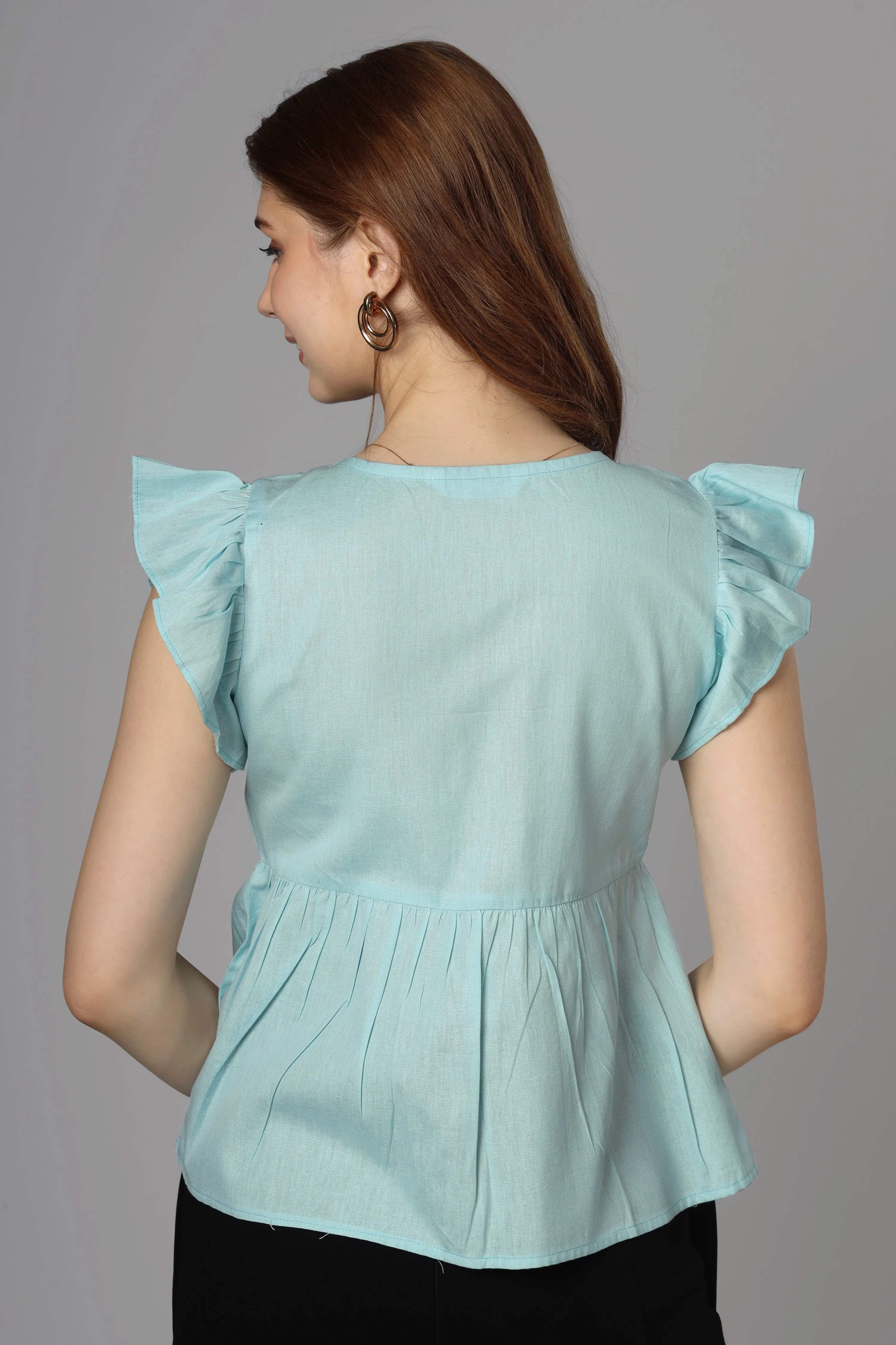 Classic Blue Cotton Top For Women