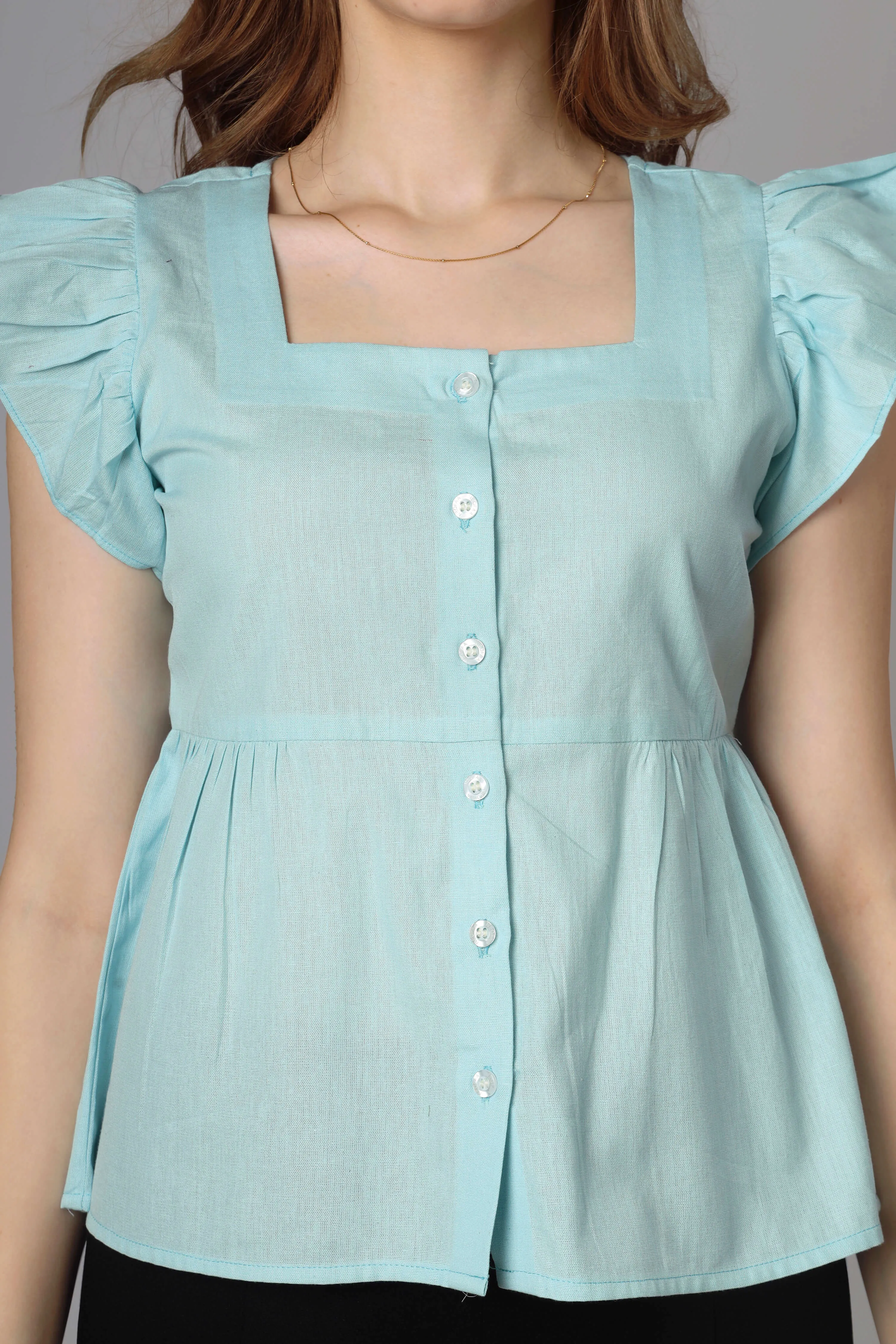 Classic Blue Cotton Top For Women