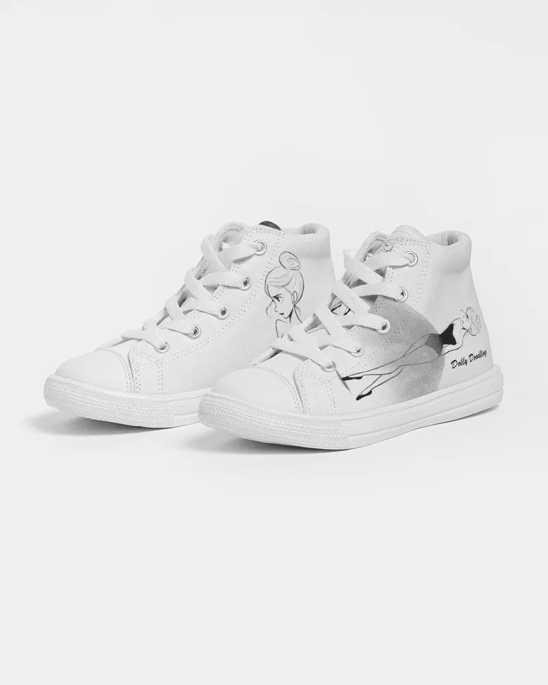 DOLLY DOODLING Ballerina White Kids Hightop Canvas Shoe