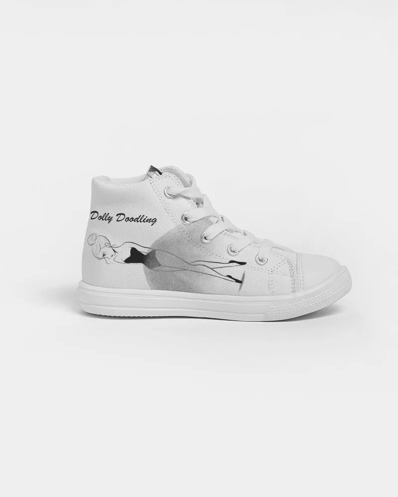 DOLLY DOODLING Ballerina White Kids Hightop Canvas Shoe