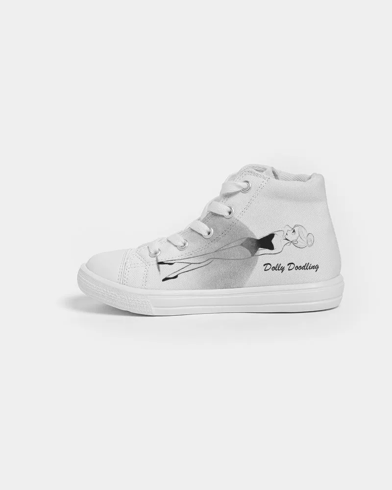 DOLLY DOODLING Ballerina White Kids Hightop Canvas Shoe