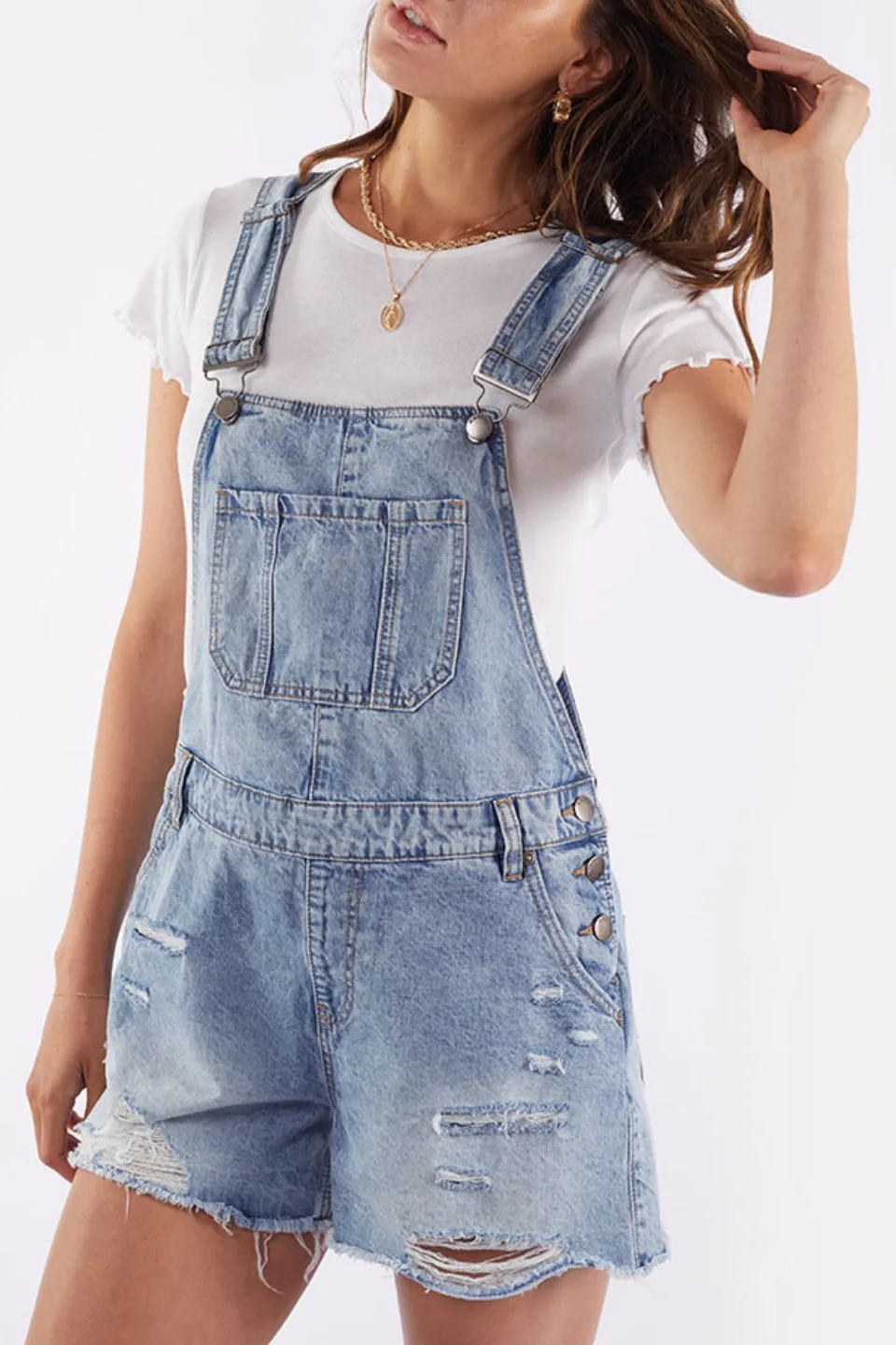 Ella Rigid Blue Denim Overalls