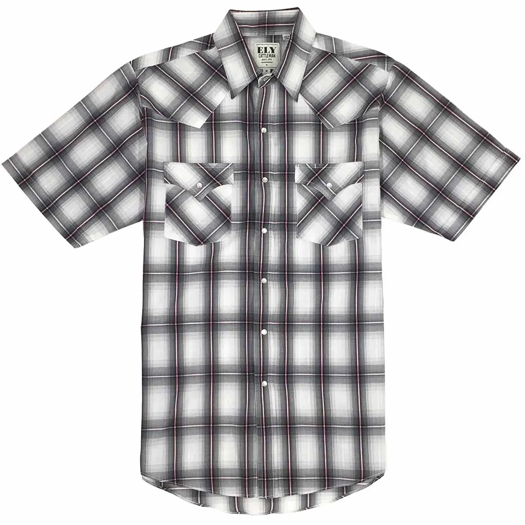 Ely Cattleman Men's Short Sleeve Plaid Snap Shirt