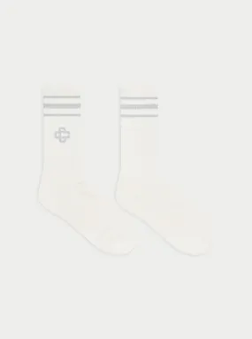 EMBLEM STRIPE SPORTS SOCK - BEIGE