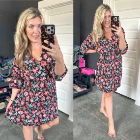 Emily Wonder Black Floral Dress In Spring Nights