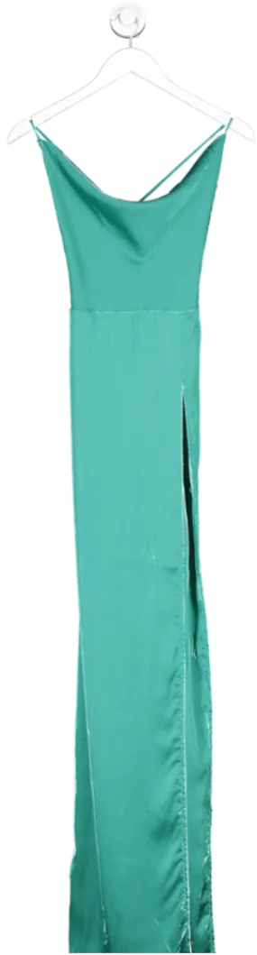 Fashion Nova Green Annika Satin Maxi Dress UK L