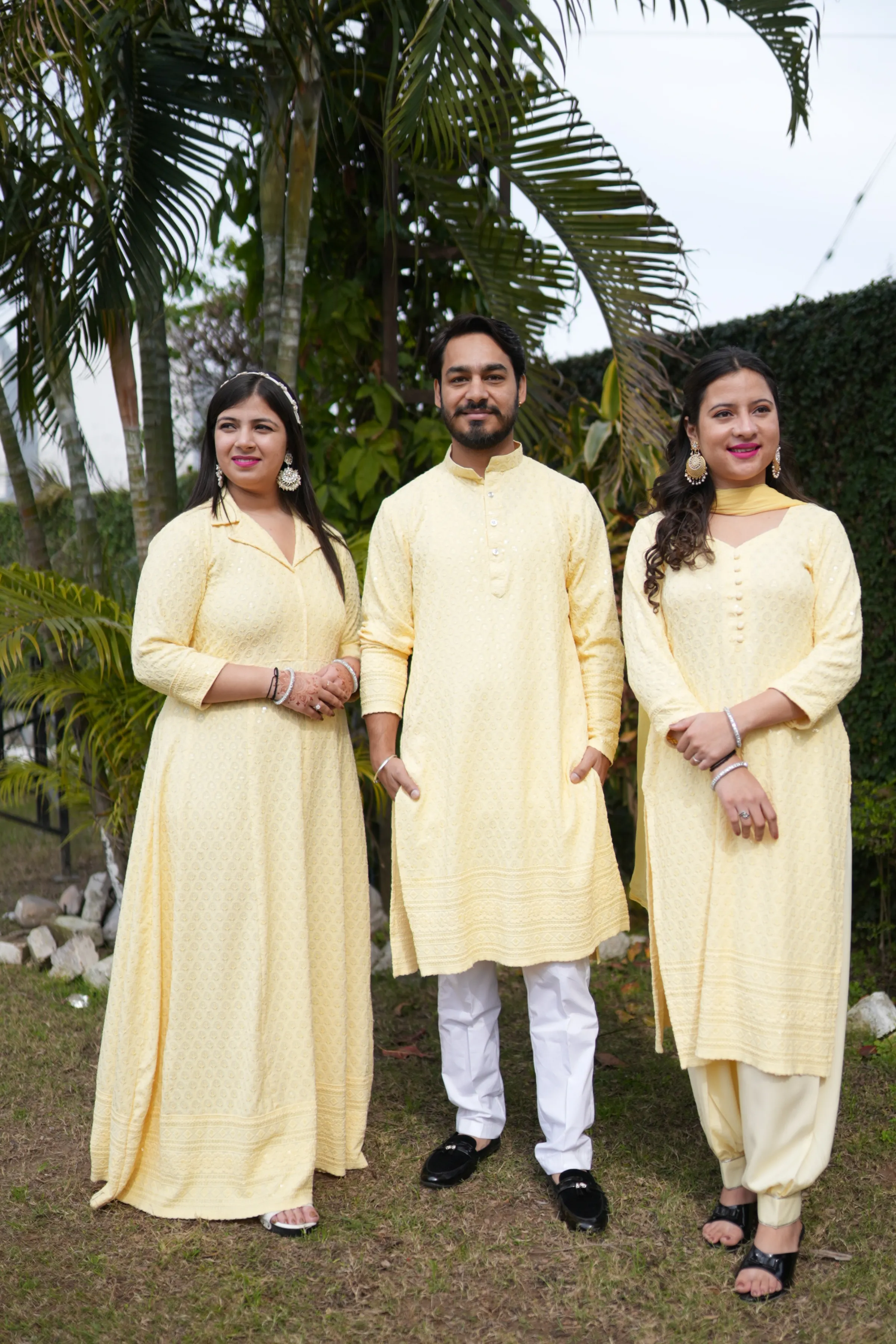 Festive Lemon Sequined Couple Dress