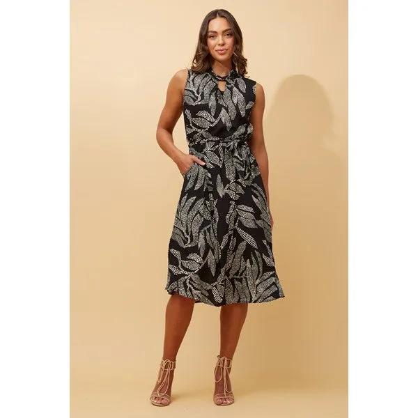 FILOMENA LEAF PRINT MIDI DRESS