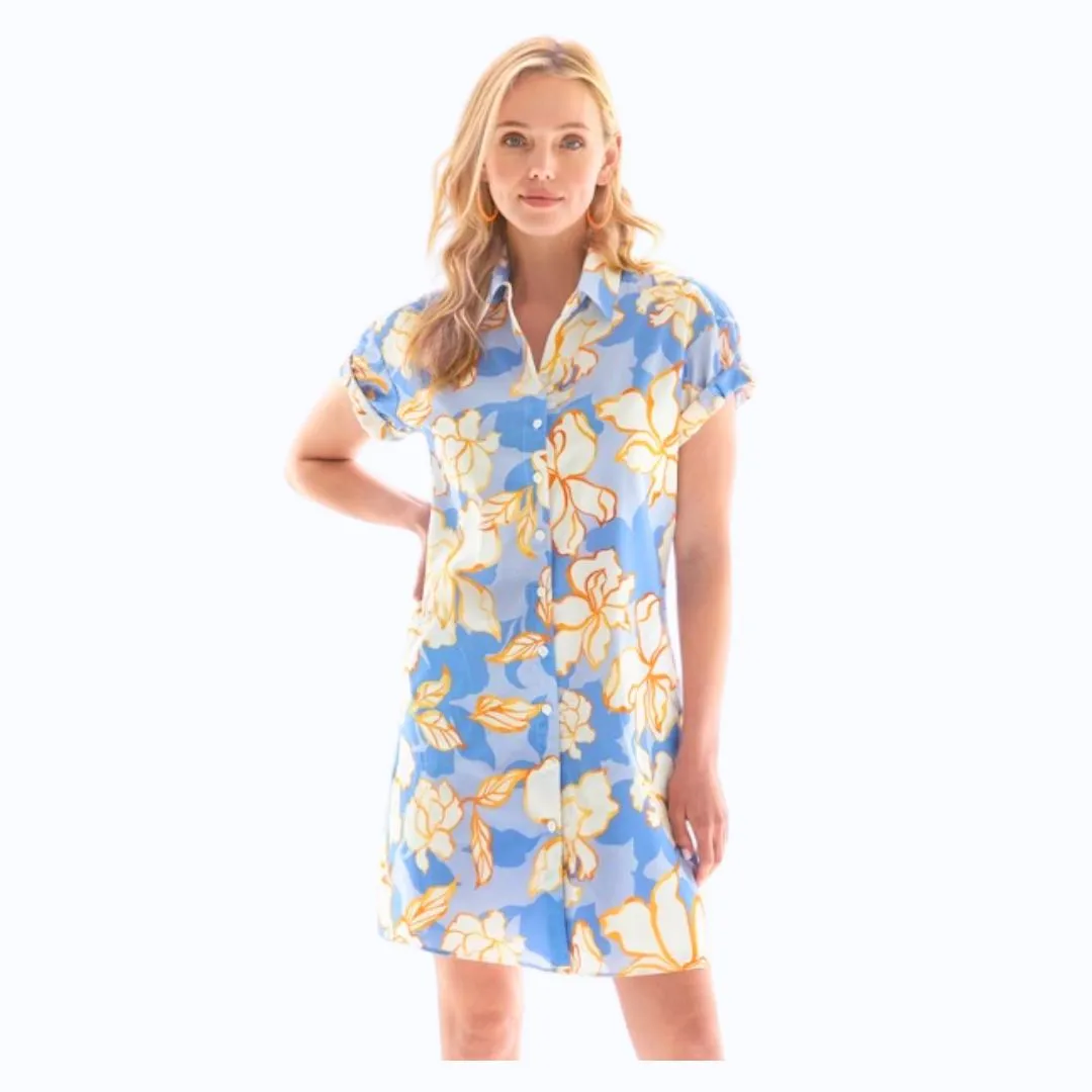 Floral Short Sleeve Camp Dress