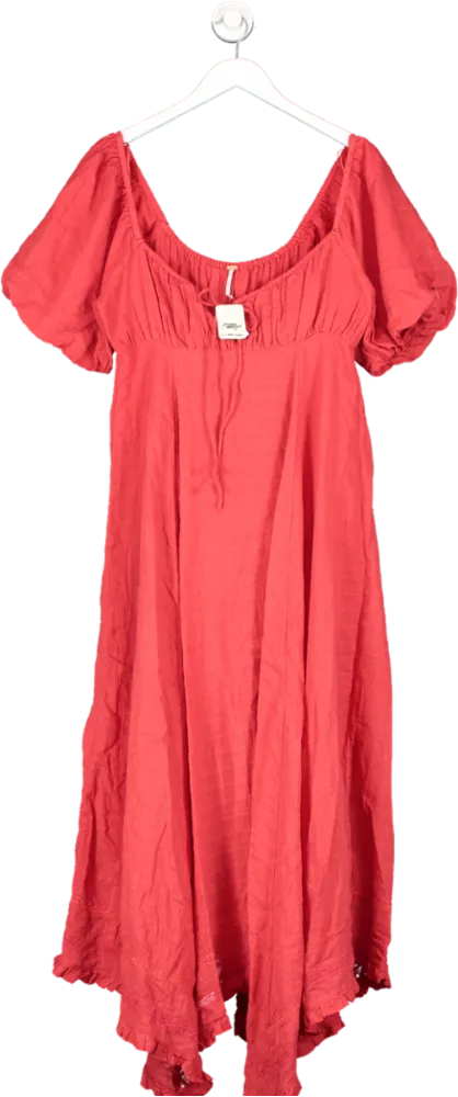 Free People Red On My Level Maxi Dress UK M