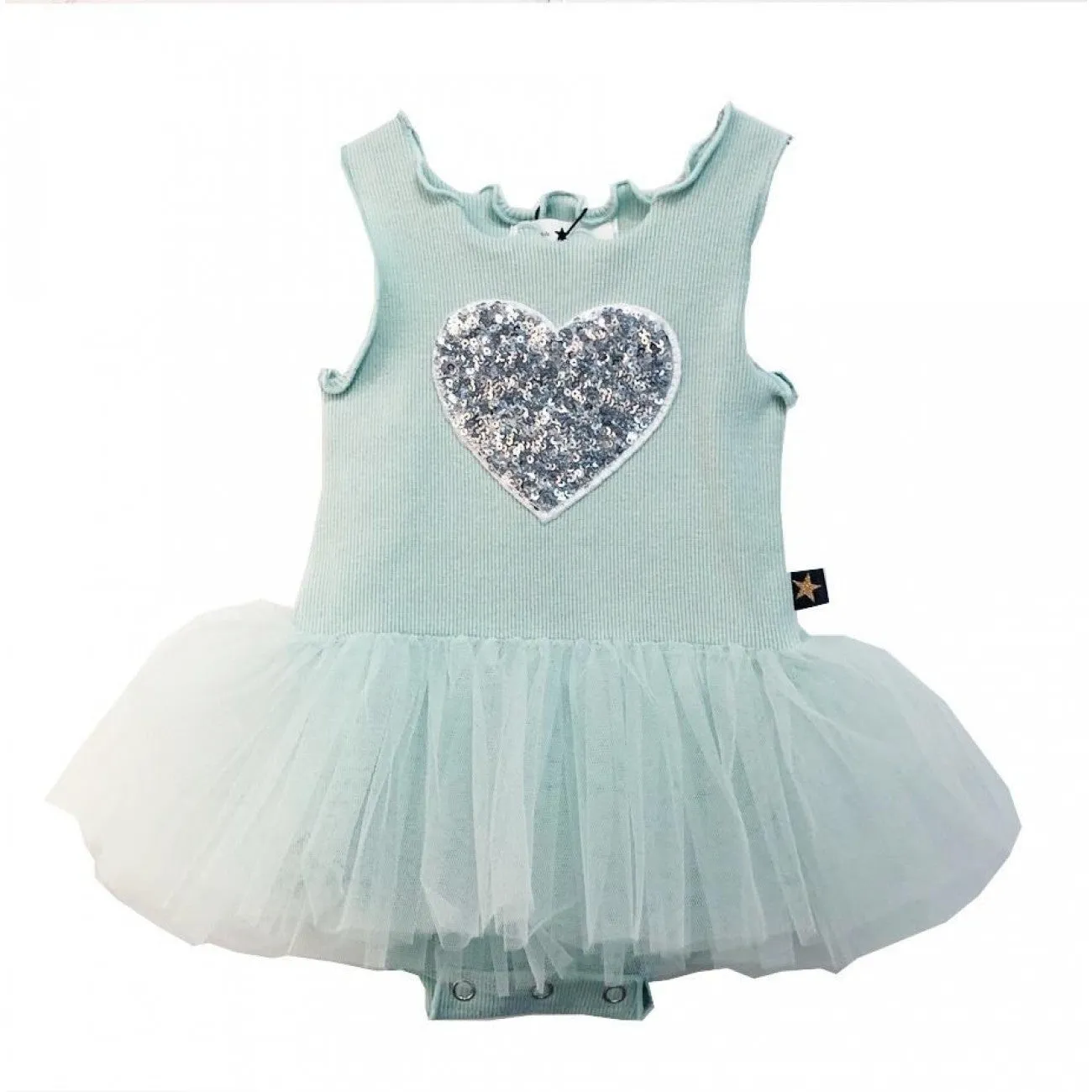 Heart Baby Onesie Tutu Dress - Mint