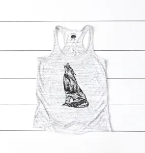 Howling Wolf flowy racerback tank tops