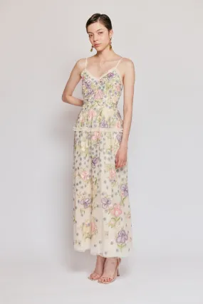 Iris Embroided Cami Ankle Gown