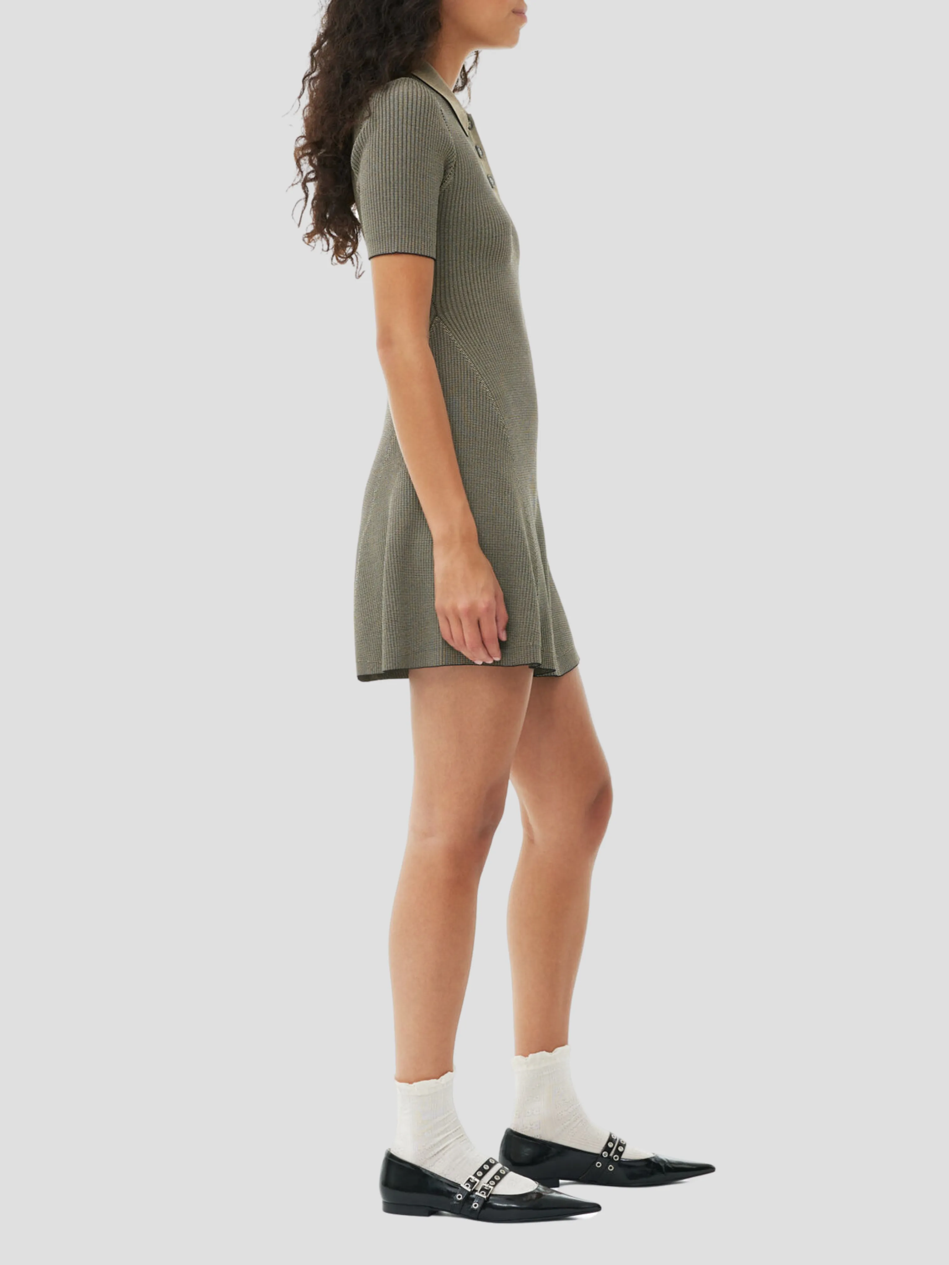 Melange Short Sleeve Knit Mini Dress