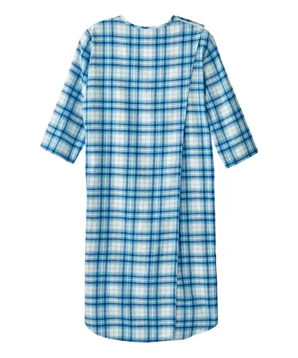 Men's Flannel Nightgown with Back Overlap