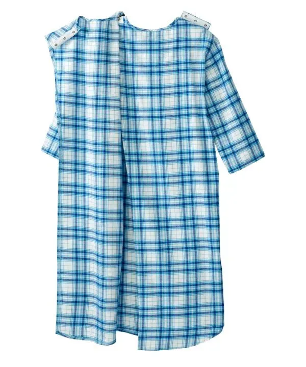 Men's Flannel Nightgown with Back Overlap