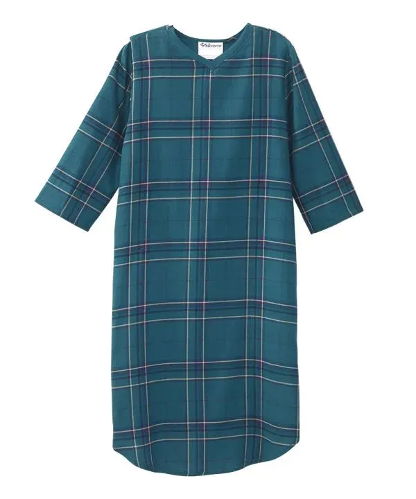 Men's Flannel Nightgown with Back Overlap