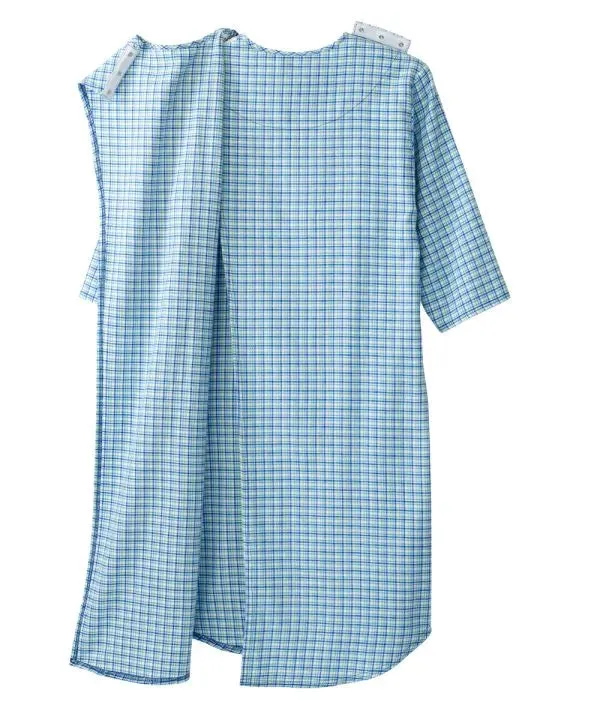 Men's Flannel Nightgown with Back Overlap