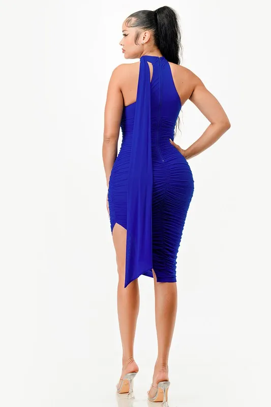 Mock Neck Bodycon Midi Dress