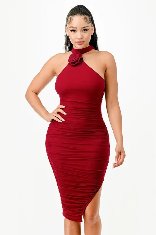 Mock Neck Bodycon Midi Dress