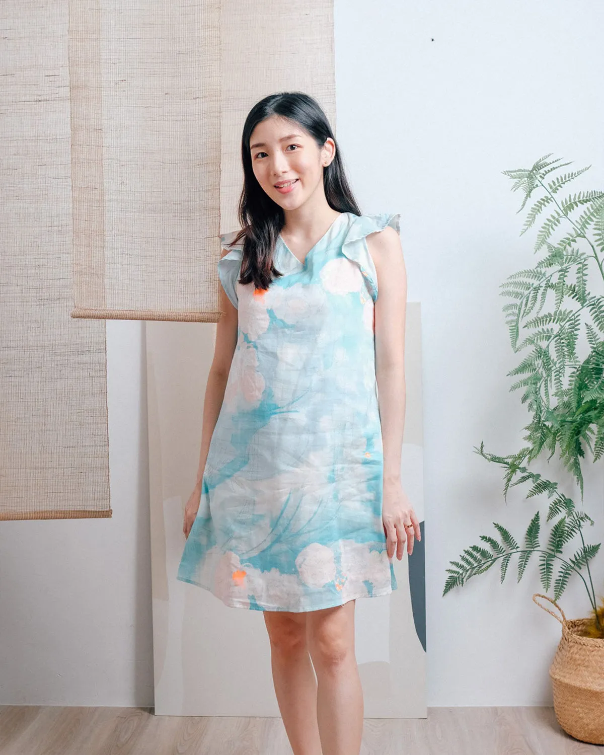 Moms Watercolor Floral Flutter Dress