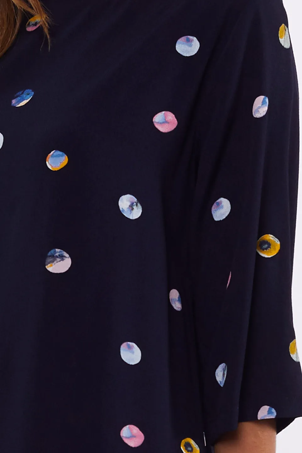 Moonlight Navy Spot Mini Crop Sleeve Dress