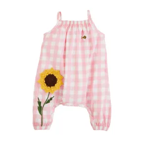 Mud Pie Pink Check Sunflower One-Piece