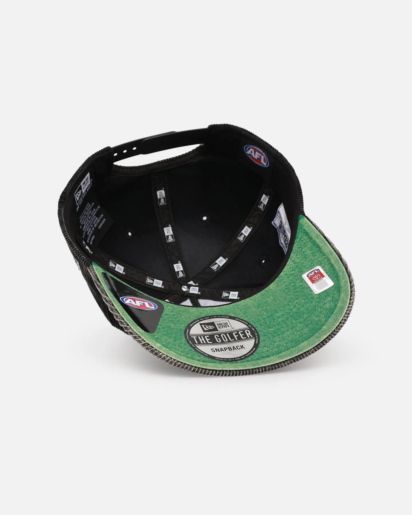 New Era Port Adelaide Power 'Washed Corduroy' Pre-Curved Golfer Snapback Black/Kelly Green