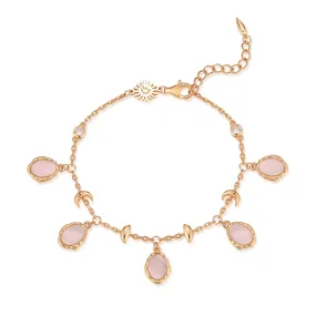 Pink Opal Gold Bracelet - Moon Circle