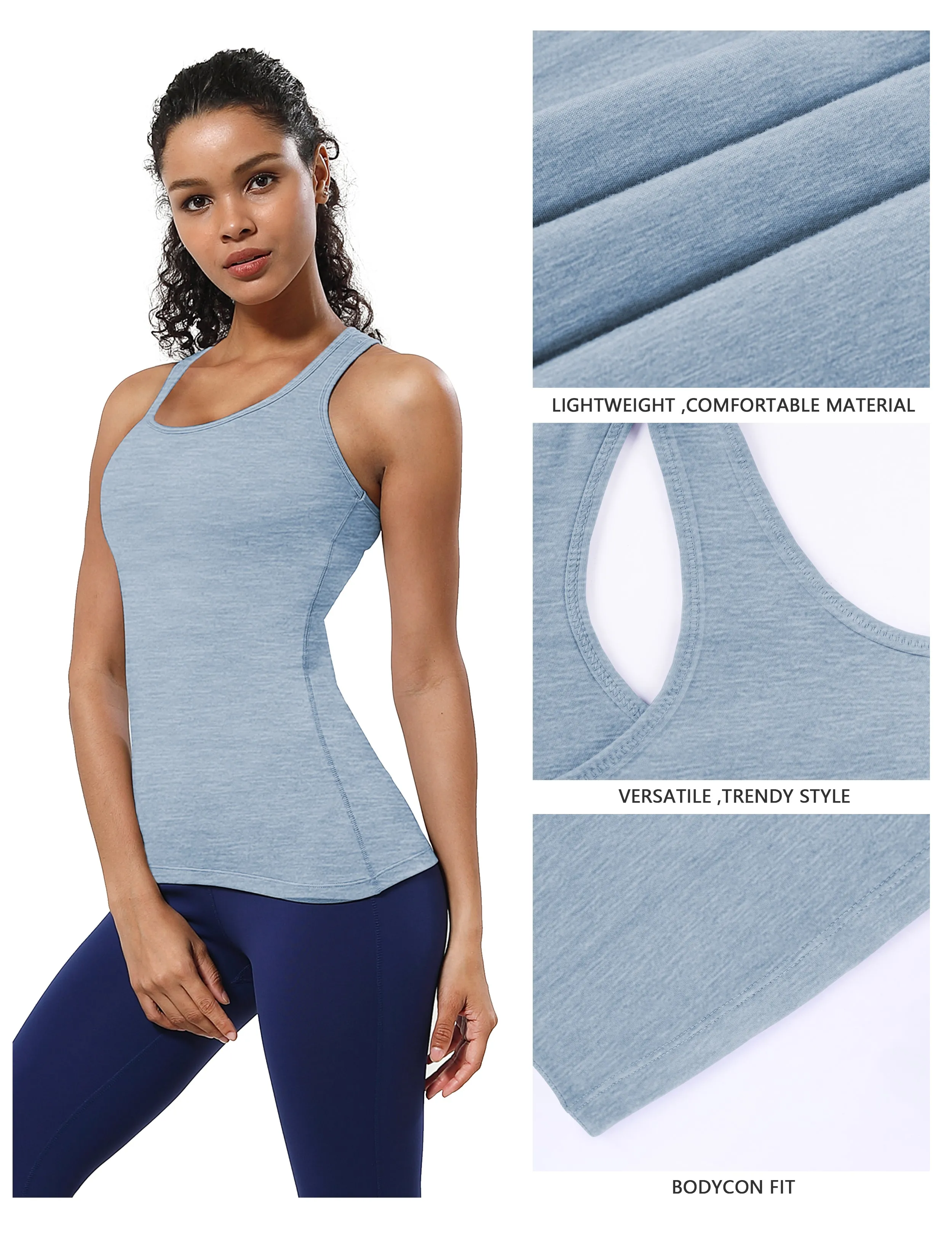 Racerback Athletic Tank Tops heatherblue