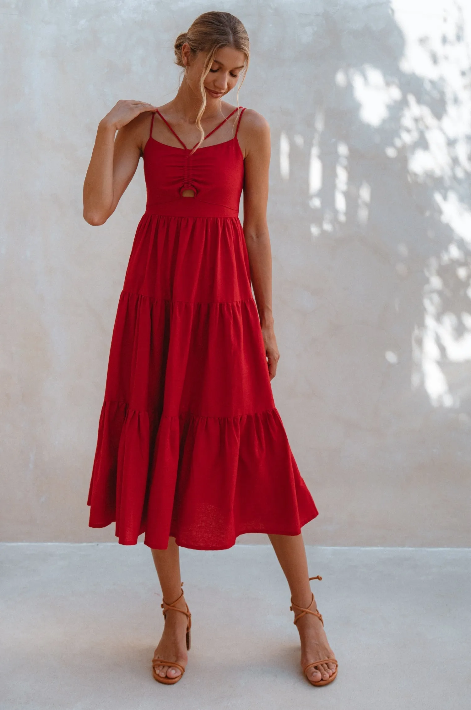 Rafaela Strappy Linen Midi Dress