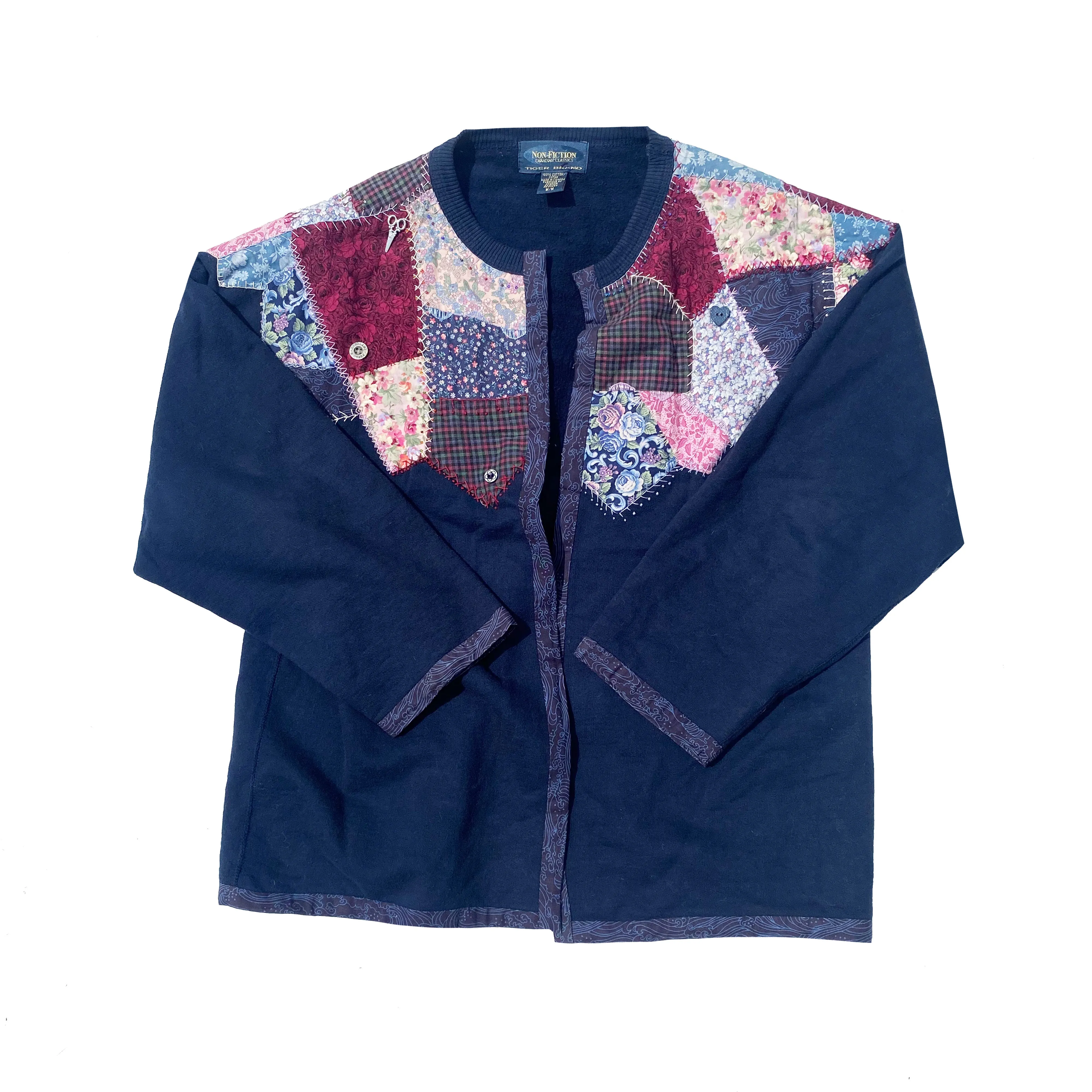 Reworked Non-Fiction Vintage Patchwork Cardigan