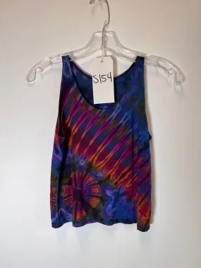 S154 Sample Mudmee Tie Dye Flow Cropped Tank Top One Size Cobalt