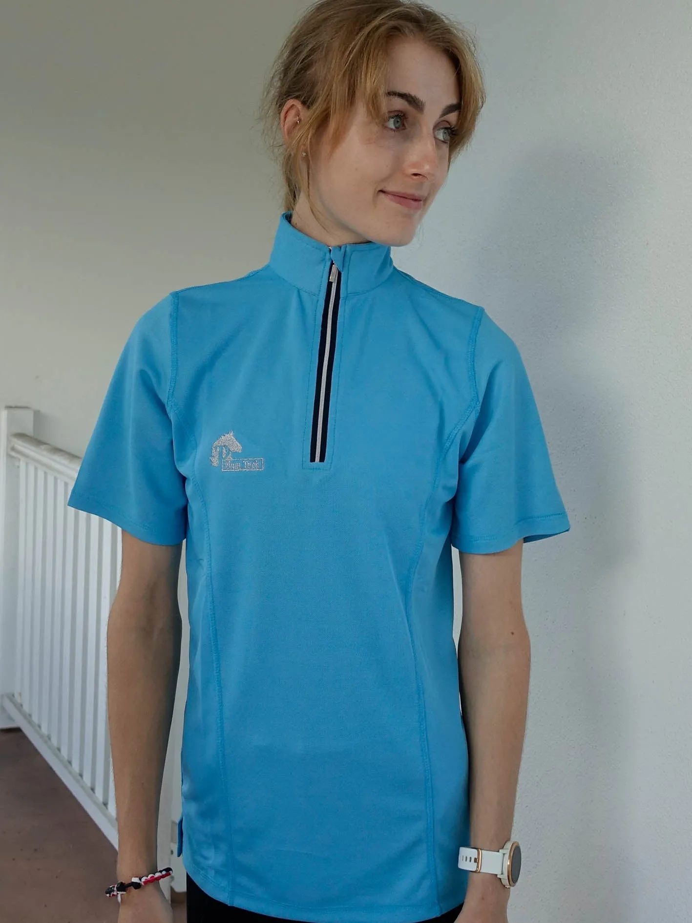 Short sleeve riding top in sky blue