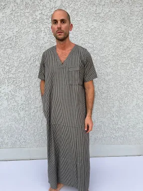 Striped Men's Kaftan, Short sleeve Men's kaftan, Cotton men caftan, caftans for men,  men clothing, gift for men, husband gift, gift for him