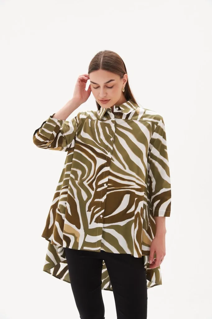 Tirelli - Print Swing Back Shirt - Monstera Print