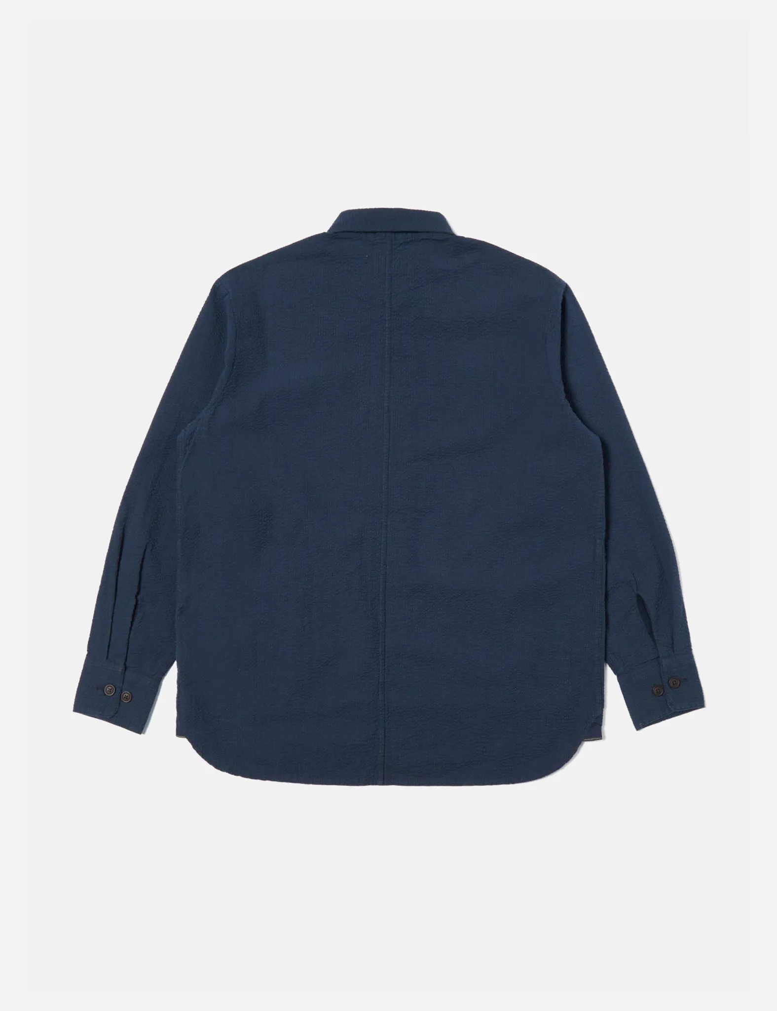 Universal Works Travail Shirt (Seersucker) - Navy Blue